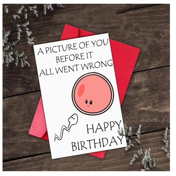 BIRTHDAY CARD Funny Birthday Card Joke Card Funny BDAY Card Sperm Birthday - Picture 1 of 3